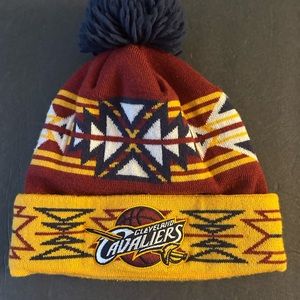Mitchell & Ness Cleveland Cavaliers Embroidered Logo Cuffed Ball Top Beanie Hat